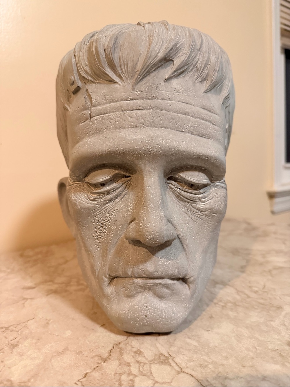Gray Frankenstein Head Sculpture - Home Art Decor